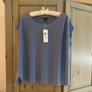 Bateau Neck Box Top - 100% Organic Linen - Muted Blue